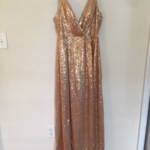 Gold sequined bridesmaid dress
